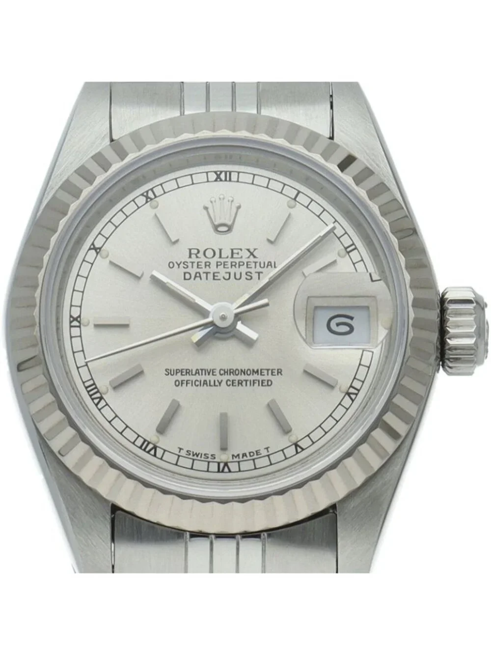 Rolex Datejust Watch 18K White Gold SS Silver